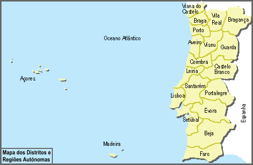 Mapa de Portugal: División política
